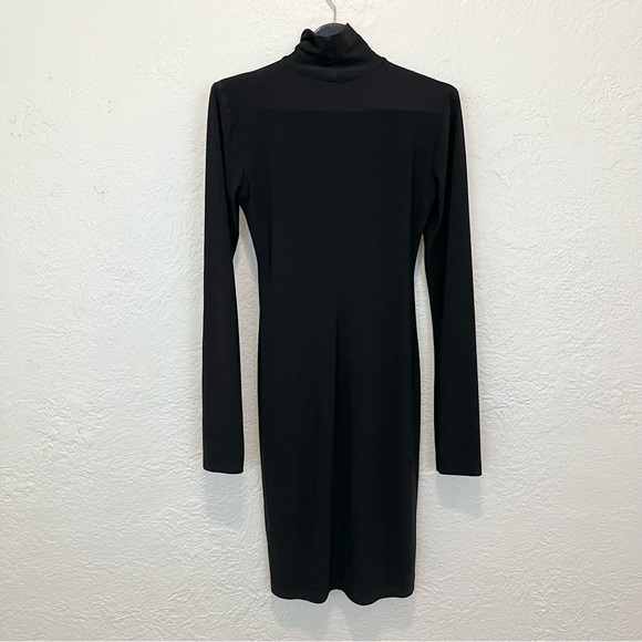 Norma Kamali Black Dress Turtle Long Sleeve Thumbholes Medium 38 - Picture 7 of 9